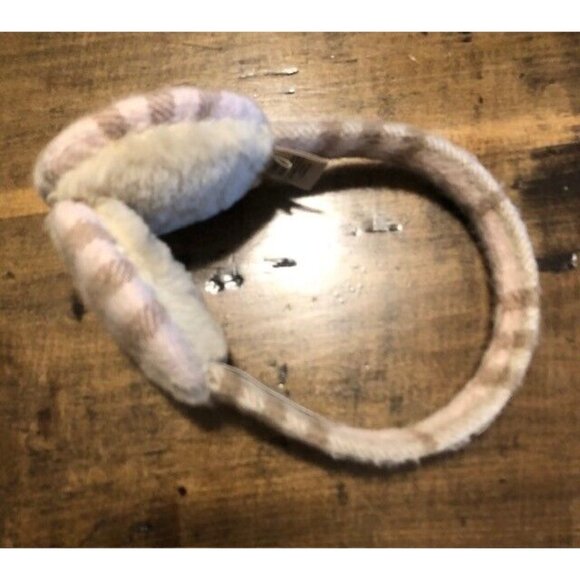 PREOWNED $236 BURBERRY PINK CASHMERE NOVA CHECK EARMUFFS - Picture 4 of 7